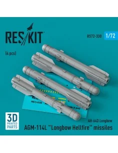 AGM-114L Longbow Hellfire missiles (4 pcs)(AH-64D Longbow) (3D Prin...