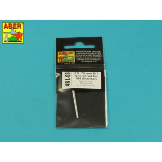 U.S. 75mm M 3 tank barrel for M 4 Sherman, 1/48 - Aber Models 48 L-03 U.S. 75mm M 3 tank barrel for M 4 Sherman, 1/48 - Aber Models 48 L-03