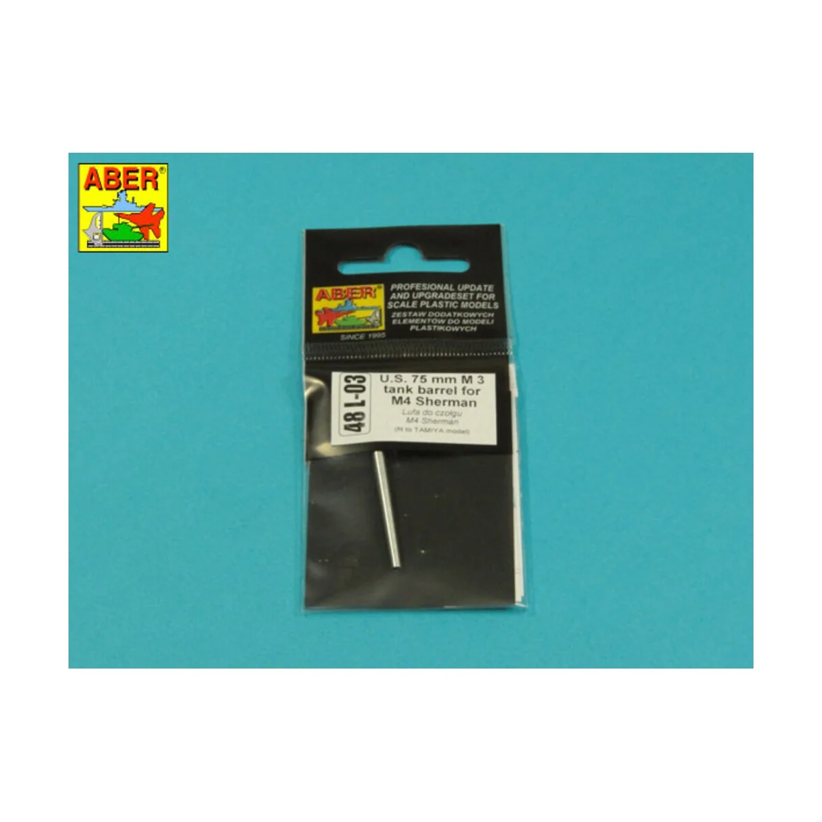 U.S. 75mm M 3 tank barrel for M 4 Sherman, 1/48 - Aber Models 48 L-03 U.S. 75mm M 3 tank barrel for M 4 Sherman, 1/48 - Aber Models 48 L-03