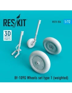 Bf-109G wheels set type 1 (weighted), 1/72 - ResKit Models RS72-0356