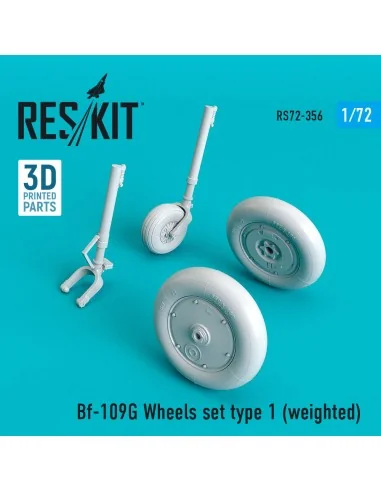 Bf-109G wheels set type 1 (weighted), 1/72 - ResKit Models RS72-0356