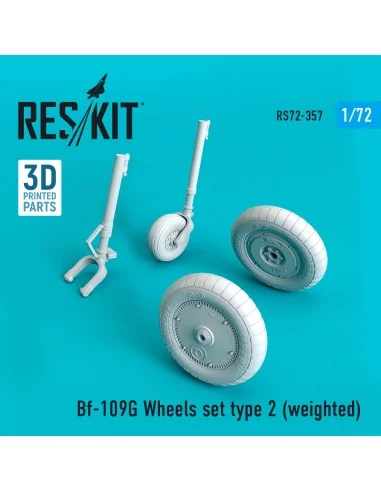 Bf-109G wheels set type 2 (weighted), 1/72 - ResKit Models RS72-0357