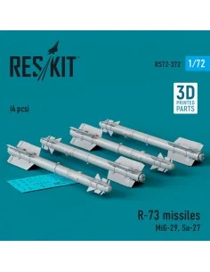 R-73 missiles (4 pcs) (MiG-29, Su-27) (3D Printed), 1/72 - ResKit M...
