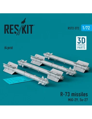 [NO_DESC] R-73 missiles (4 pcs) (MiG-29, Su-27) (3D Printed), 1/72 ...
