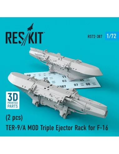 TER-9/A MOD Triple Ejector Rack for F-16 (2 pcs) (3D Printed), 1/72...
