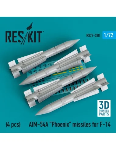AIM-54A Phoenix missiles for F-14 (4pcs) (3D Printed), 1/72 - ResKi...