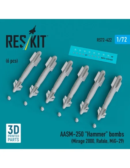 AASM-250 Hammer (6 pcs) (Mirage 2000, Rafale, MiG-29) (3D Printed),...