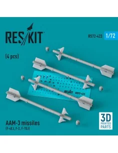 AAM-3 missiles (4 pcs) (F-4EJ, F-2, F-15J) (3D Printed), 1/72 - Res...