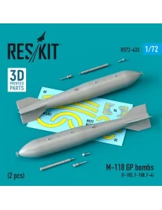 M-118 GP bombs (2 pcs) (F-105, F-100, F-4) (3D Printed), 1/72 - Res...