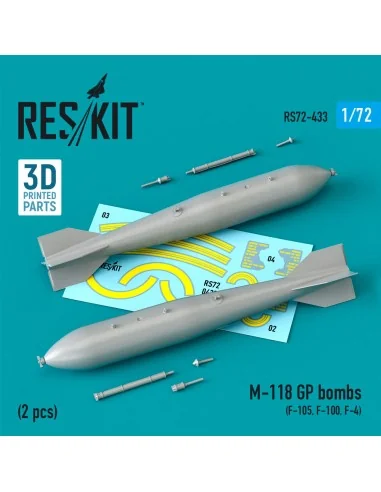 M-118 GP bombs (2 pcs) (F-105, F-100, F-4) (3D Printed), 1/72 - Res...