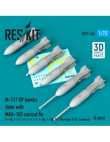 M-117 GP bombs (late) with MAU-103 conical fin (6 pcs) (F-105, F-11...