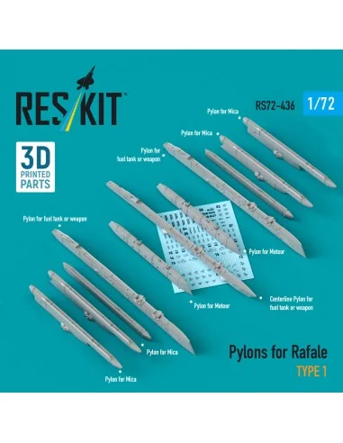 Pylons for Rafale type 1 (3D Printed), 1/72 - ResKit Models RS72-0436