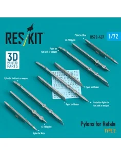 Pylons for Rafale type 2 (3D Printed), 1/72 - ResKit Models RS72-0437