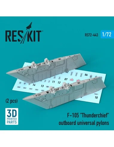 F-105 Thunderchief outboard universal pylons (2 pcs) (3D Printed), ...