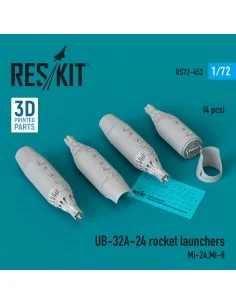 UB-32A-24 rocket launchers (4 pcs) (Mi-24, Mi-8) (3D Printed), 1/72...