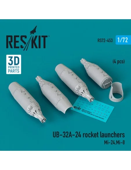 UB-32A-24 rocket launchers (4 pcs) (Mi-24, Mi-8) (3D Printed), 1/72...