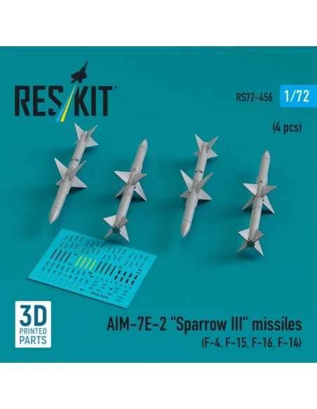 AIM-7E-2 Sparrow III missiles (4 pcs) (F-4, F-15, F-16, F-14) (3D P...