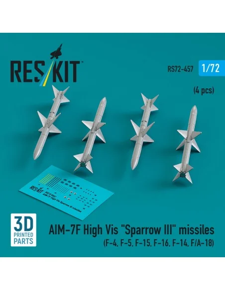 AIM-7F High Vis Sparrow III missiles (4 pcs) (F-4, F-5, F-15, F-16,...