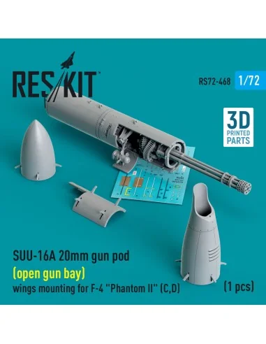 SUU-16A 20mm gun pod (open gun bay) wings mounting for F-4 Phantom ...