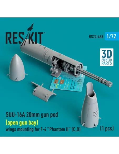 SUU-16A 20mm gun pod (open gun bay) wings mounting for F-4 Phantom ...