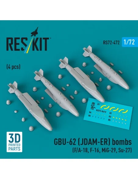 GBU-62 (JDAM-ER) bombs (4 pcs) (F/A-18, F-16, MiG-29, Su-27) (3D Pr...