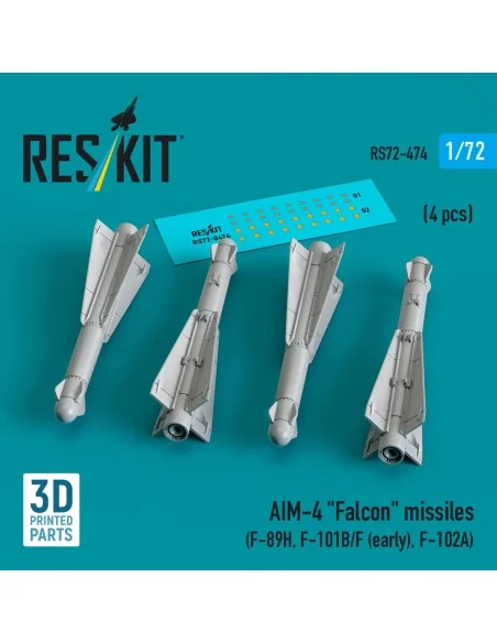 AIM-4 Falcon missiles (4 pcs) (F-89H, F-101B/F (early), F-102A) (3D...