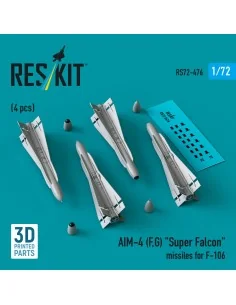 AIM-4 (F, G) Super Falcon missiles for F-106 (4 pcs) (3D Printed), ...