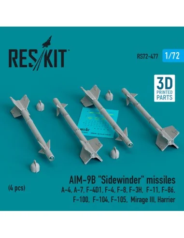 AIM-9B Sidewinder missiles (4 pcs) (A-4, A-7, F-4D1, F-4, F-8, F-3H...