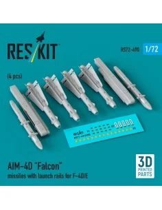 AIM-4D Falcon missiles with launch rails for F-4D/E (4 pcs) (3D Pri...
