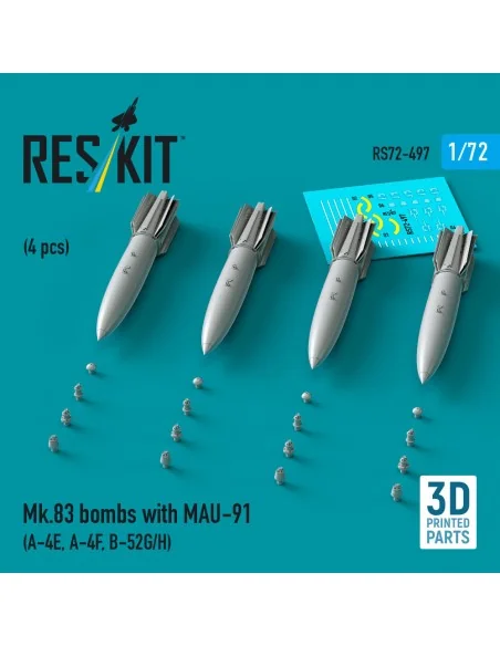 Mk.83 bombs with MAU-91 (4 pcs) (A-4E, A-4F, B-52G/H) (3D printed),...