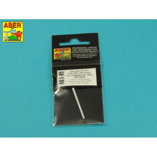 German 75mm Pak 39 L/48 barrel for Jagdpanzer 38(t) HETZER, 1/48 - ...