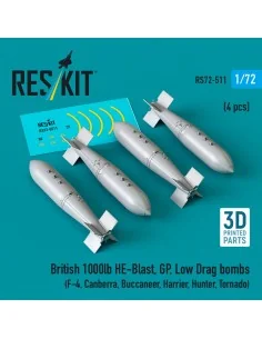 British 1000lb HE-Blast, GP, Low Drag bombs (4 pcs) (F-4, Canberra,...