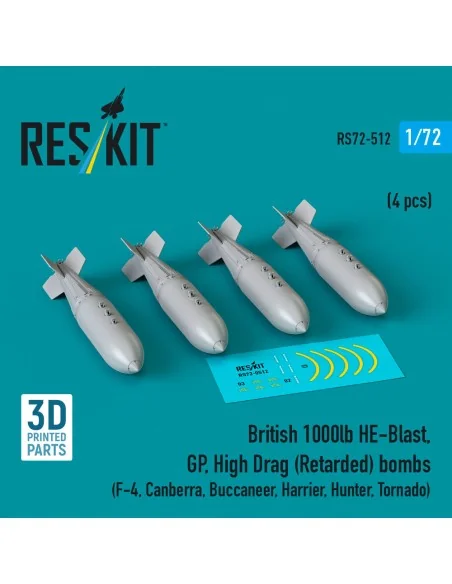 British 1000lb HE-Blast, GP, High Drag (Retarded) bombs (4 pcs) (F-...