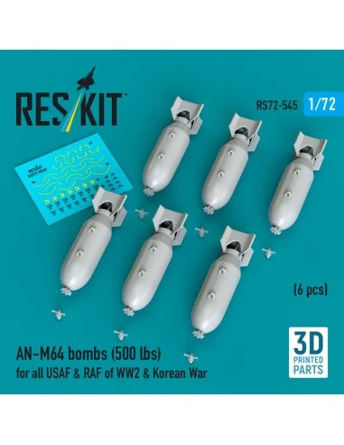 AN-M64 bombs (500 lbs) for all USAF & RAF of WW2 & Korean War (6 pc...