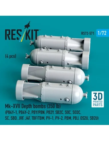 Mk-XVII Depth bombs (350 lb) (4 pcs) (PB4Y-1, PB4Y-2, PBY/PBN, PB2Y...