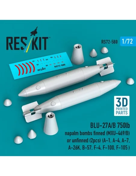 BLU-27A/B 750lb napalm bombs finned (MXU-469/B) or unfinned (2pcs) ...