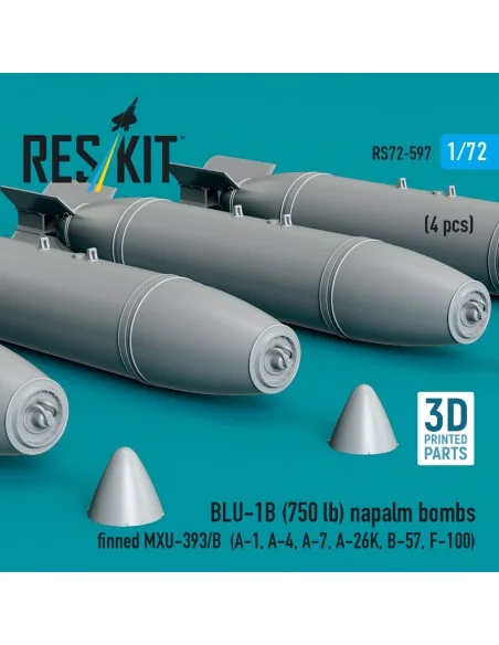 BLU-1B (750lb) napalm bombs finned MXU-393/B (4 pcs) (A-1, A-4, A-7...