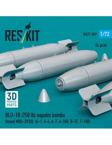 BLU-1B (750lb) napalm bombs finned MXU-393/B (4 pcs) (A-1, A-4, A-7...