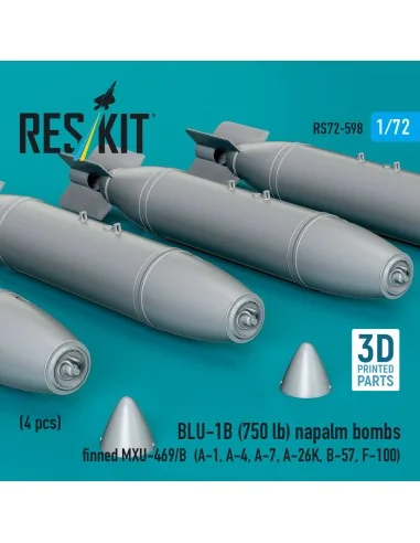 BLU-1B (750lb) napalm bombs finned MXU-469/B (4 pcs) (A-1, A-4, A-7...
