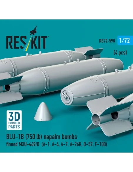 BLU-1B (750lb) napalm bombs finned MXU-469/B (4 pcs) (A-1, A-4, A-7...