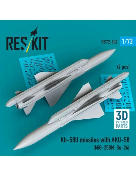 Kh-58U missiles with AKU-58 (2 pcs) (MiG-25BM, Su-24) (3D Printed),...