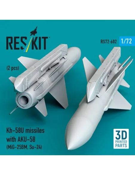 Kh-58U missiles with AKU-58 (2 pcs) (MiG-25BM, Su-24) (3D Printed),...