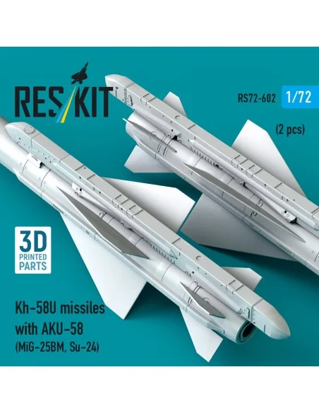 Kh-58U missiles with AKU-58 (2 pcs) (MiG-25BM, Su-24) (3D Printed),...