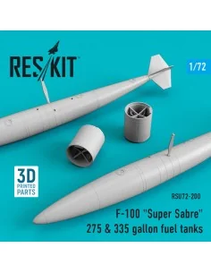 F-100 Super Sabre 275 & 335 gallon fuel tanks, 1/72 - ResKit Models...