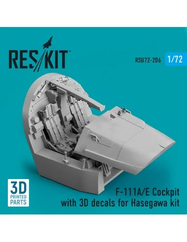 F-111A/E Cockpit with 3D decals for Hasegawa kit (3D Printed), 1/72...