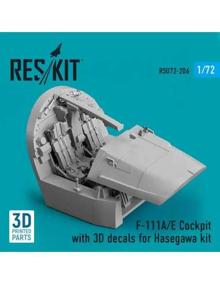 F-111A/E Cockpit with 3D decals for Hasegawa kit (3D Printed), 1/72...