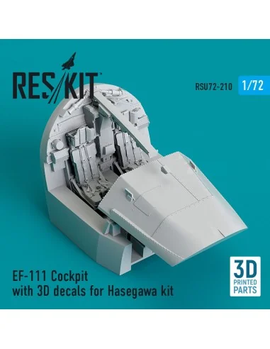 EF-111 Cockpit with 3D decals for Hasegawa kit (3D Printed), 1/72 -...