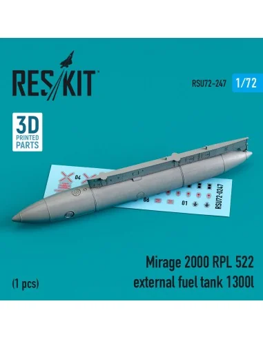 Mirage 2000 RPL 522 external fuel tank 1300lt (3D Printed), 1/72 - ...