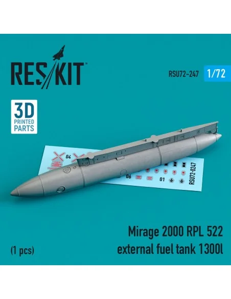 Mirage 2000 RPL 522 external fuel tank 1300lt (3D Printed), 1/72 - ...