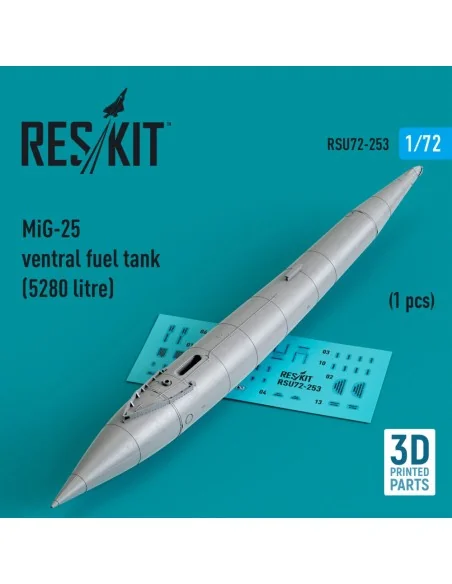 MiG-25 ventral fuel tank (5280 litre) (1 pcs) (3D Printed), 1/72 - ...
